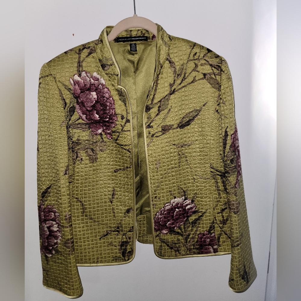 Linda Allard Ellen Tracy Women's Blazer Silk & Wool, Beautiful Lime Green Sz. 10